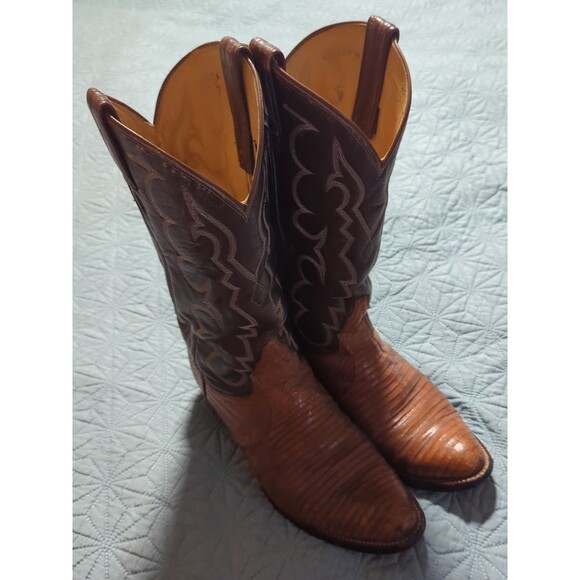 Tony Lama Other - Vintage TONY LAMA Teju Lizard Leather Cowboy Boots Two Tone Men's 8 D USA 8005